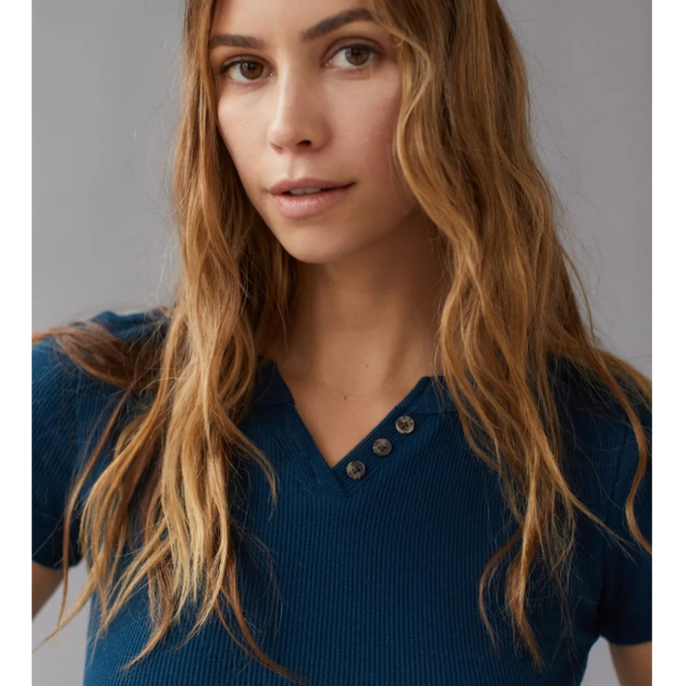 BDG Henley Short Sleeve Top, XXL